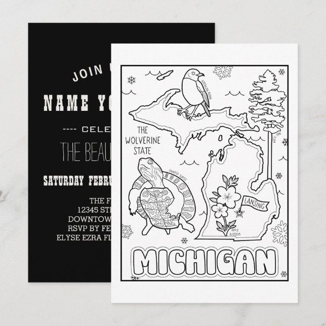Michigan färg me collage inbjudningar (Fram/baksida)