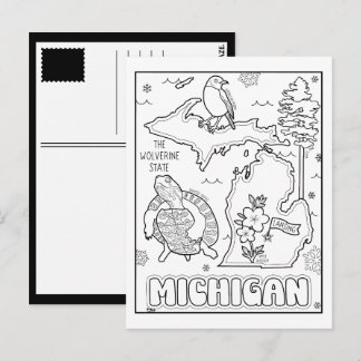 michigan färga mig collage vykort