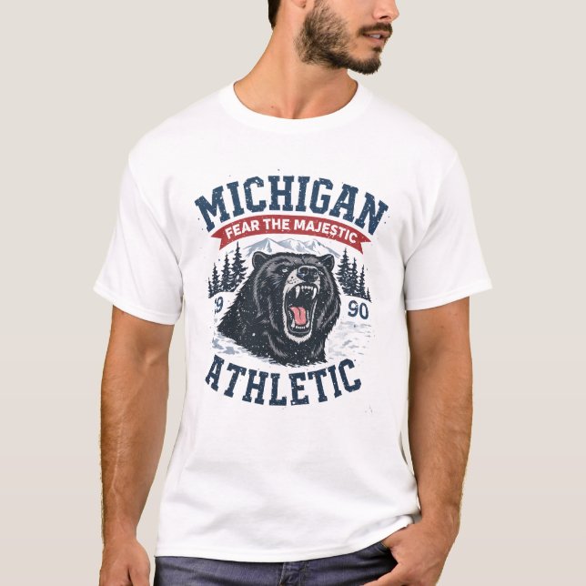 Michigan Fear The Majestic Bear T Shirt (Framsida)