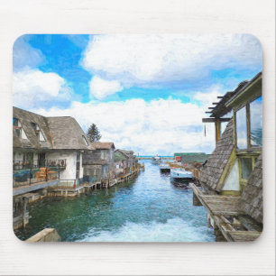 Michigan Fish Town Painting Mouse Pad Musmatta