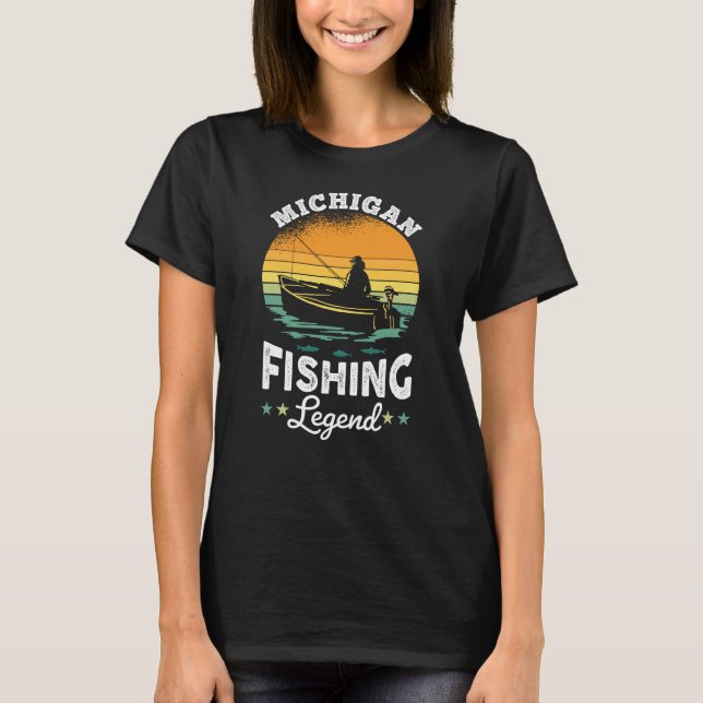 Michigan Fishing Legend USA Fisher Gifts T Shirt (Framsida)
