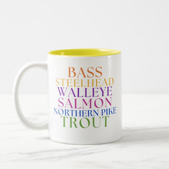 Michigan Fishing Rainbow Text Fisherwoman Mug Två-Tonad Mugg (Vänster)