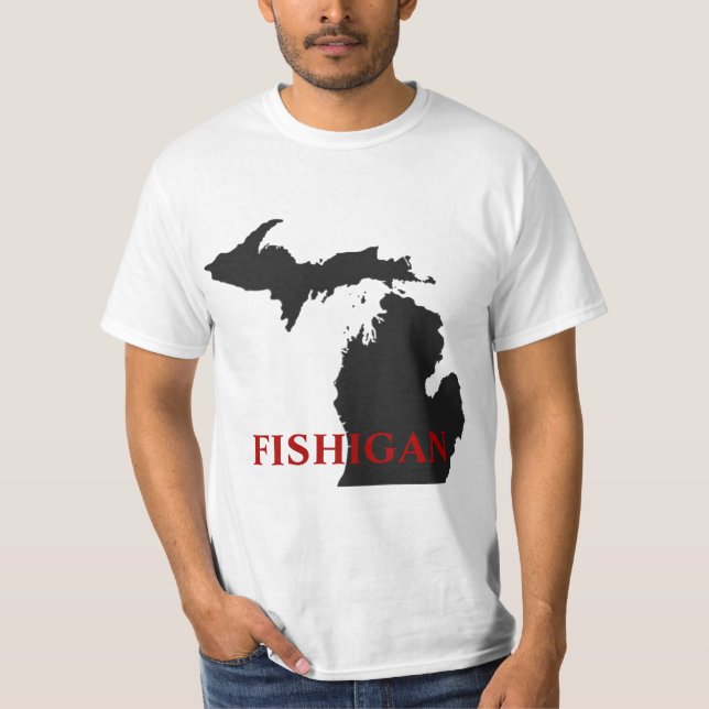 Michigan Fishman humor T Shirt (Framsida)