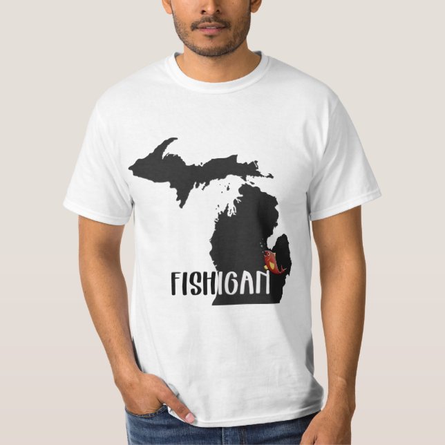 Michigan Fishman sport humor T Shirt (Framsida)