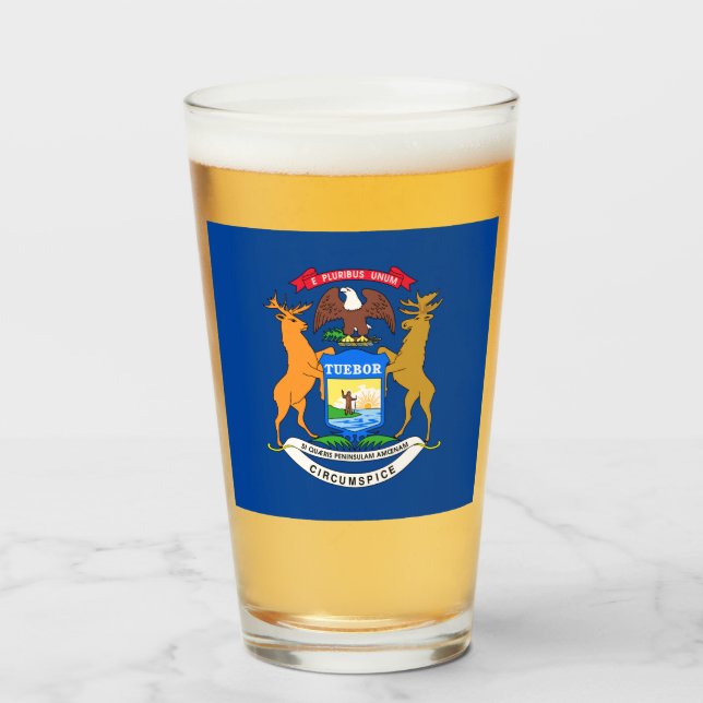 Michigan flagga glaskopp (Framsida fylld)