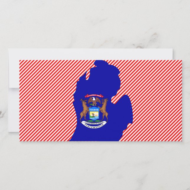 Michigan Flagga Karta (Framsida)