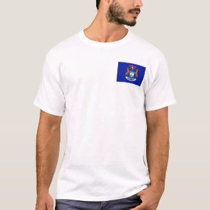 Michigan flagga + KartaT-tröja Tee