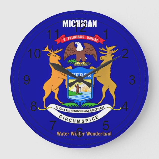 Michigan Flagga och Slogan Stor Klocka (Framsida)
