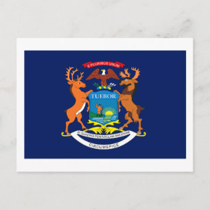 Michigan Flagga Postcard Vykort