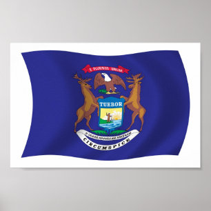 Michigan Flagga Poster Skriv ut