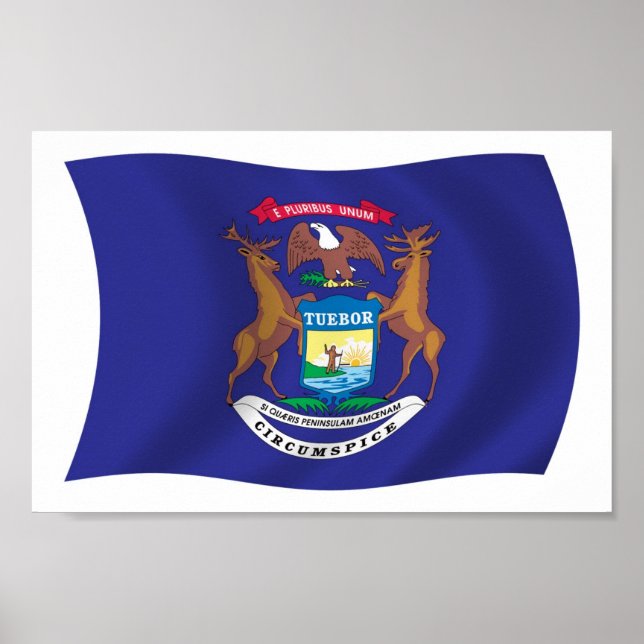 Michigan Flagga Poster Skriv ut (Framsidan)