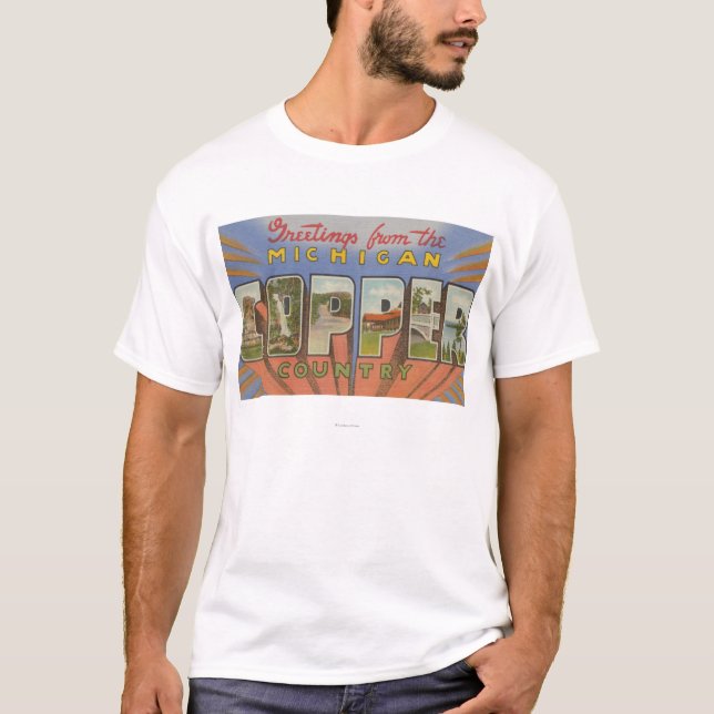 Michigan (förkoppra länet) - stora brevplatser t shirt (Framsida)