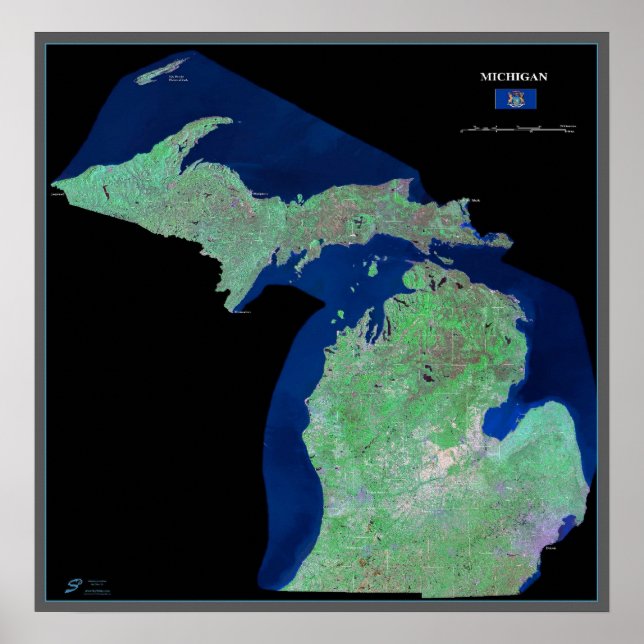 Michigan från rymdsatelliten poster (Framsidan)