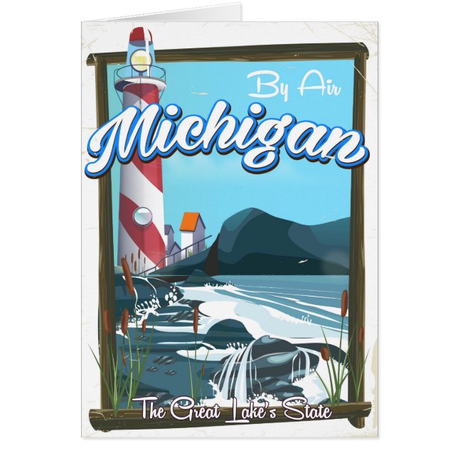 Michigan fyr reseraffisch! hälsningskort (Framsidan)