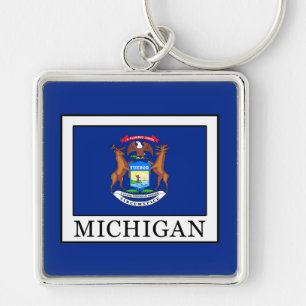 Michigan Fyrkantig Silverfärgad Nyckelring