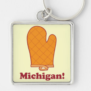 Michigan Fyrkantig Silverfärgad Nyckelring