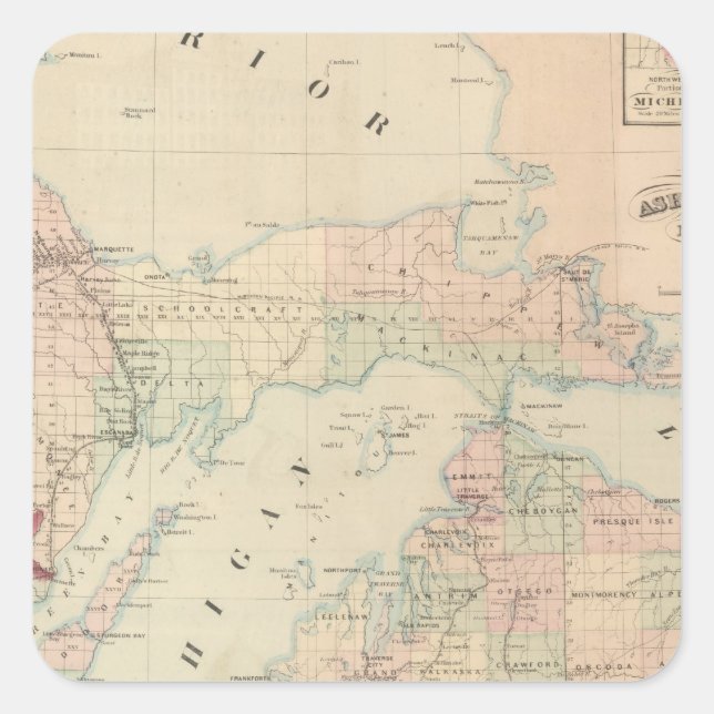 Michigan Fyrkantigt Klistermärke (Framsida)