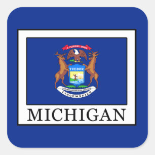 Michigan Fyrkantigt Klistermärke