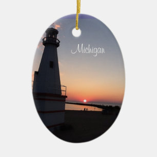 Michigan fyrprydnad julgransprydnad keramik