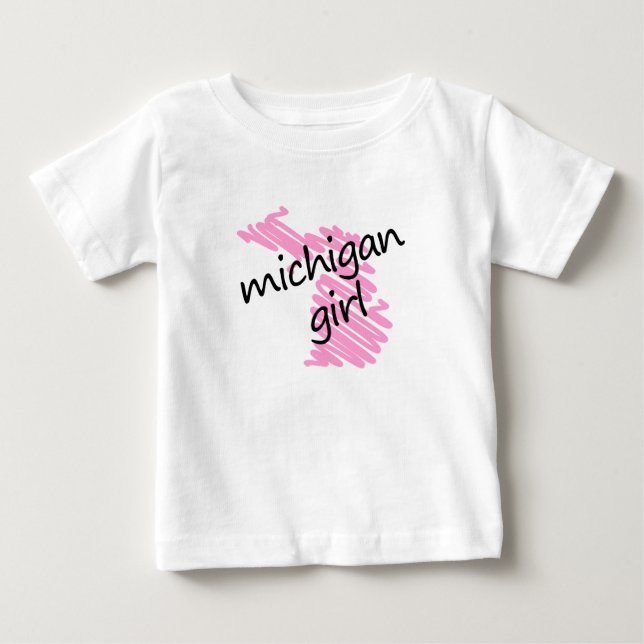 Michigan Girl med Scribded Michigan Karta T Shirt (Framsida)