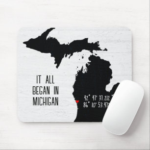 Michigan GPS-koordinater med hjärtat Musmatta