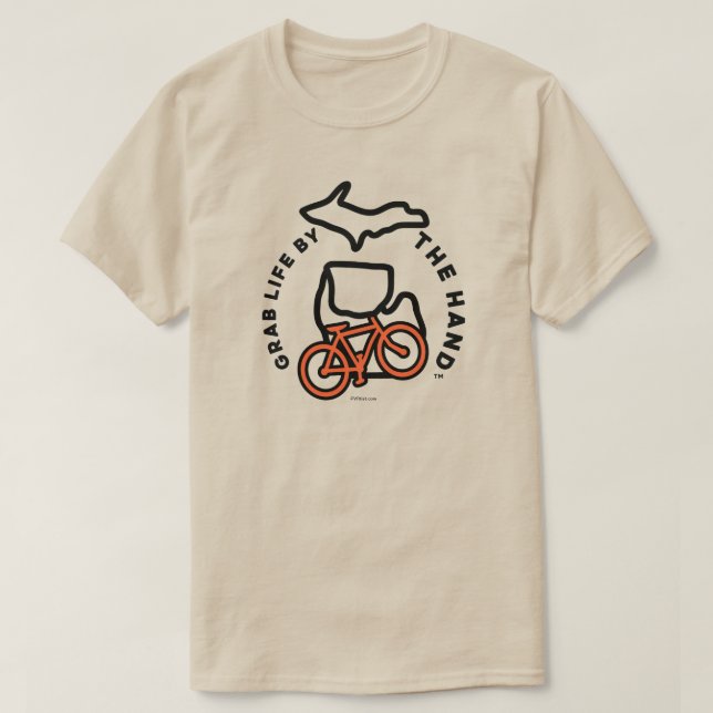 Michigan - "Grab Life" av Hand™ Bike T-Shirt (Design framsida)