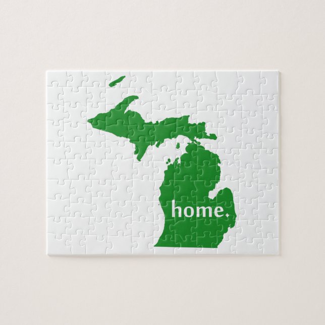 Michigan Grönt Home Silhouette Jigszle Puzzle Pussel (Horisontell)