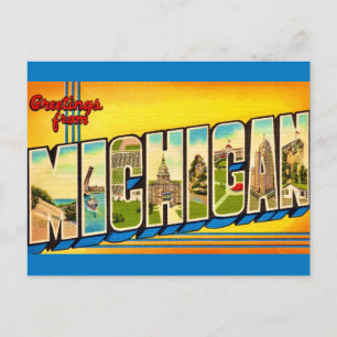 Michigan Hälsning Postcard Vykort