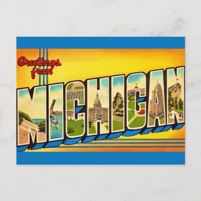 Michigan Hälsningar Postkort Vykort (Framsida)