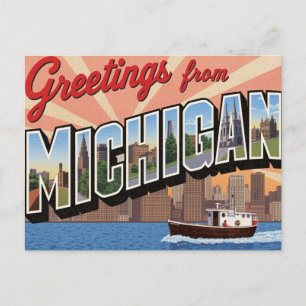 Michigan Hälsningar Stora Vykort