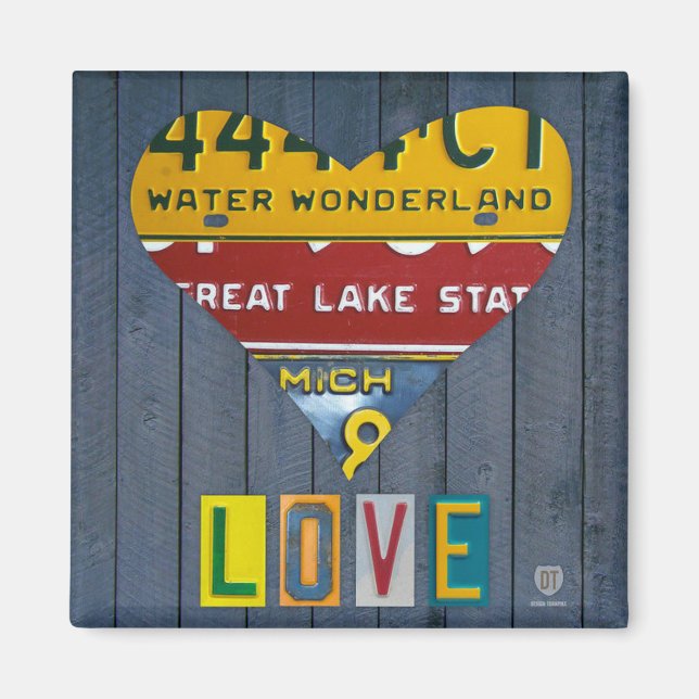 Michigan Heart KÄRLEK by Design Turnpike Magnet (Framsidan)