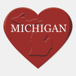 Michigan Heart Karta Design Sticker Hjärtformat Klistermärke