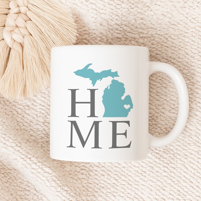 Michigan Hem Aqua Blå Stat Hjärtat Kaffemugg (Skapare uppladdad)