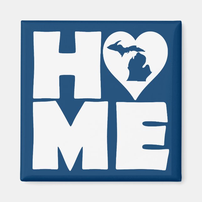 Michigan Hem Heart Stat Frysmagnet Magnet (Framsidan)
