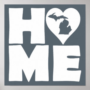 Michigan Hem Heart State Affisch Skylt