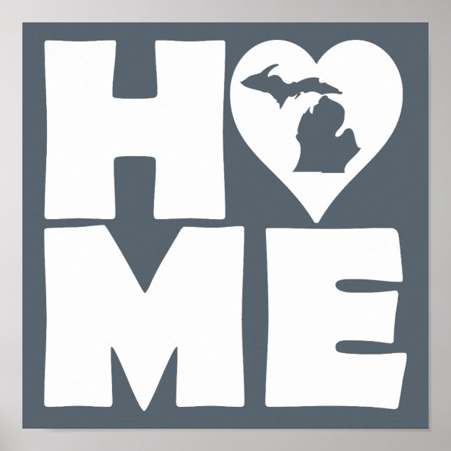 Michigan Hem Heart State Affisch Skylt (Framsidan)