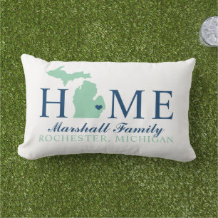 Michigan Hem Mint State Navy Familj Monogram Lumbarkudde
