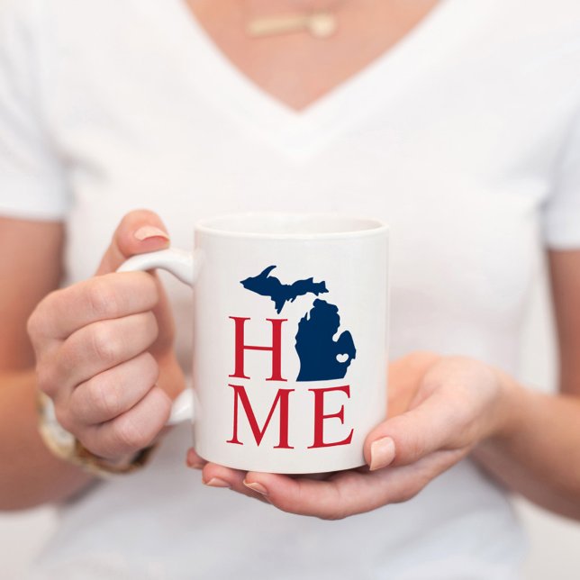 Michigan Hem Röd Vit Blå Stat Hjarta Kaffemugg (Skapare uppladdad)