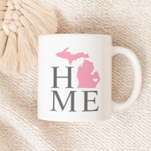 Michigan Hem Rosa och Grå Stat Hjarta