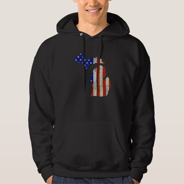 Michigan Hem Us Flagga Hoodie (Framsida)