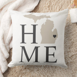 Michigan Hem Vit Beige Stat Hjärta Kudde