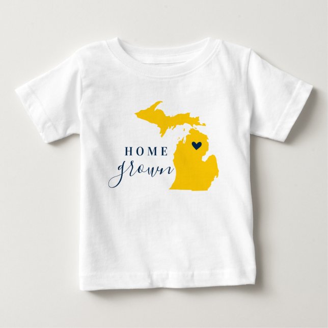 Michigan Hemmaproducerad | Blå och Guld T Shirt (Framsida)