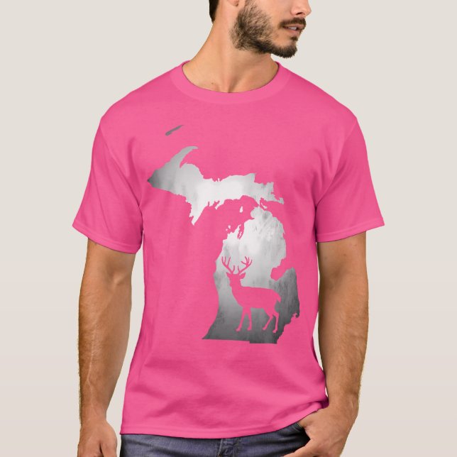 Michigan Hjort Hunting T Shirt (Framsida)