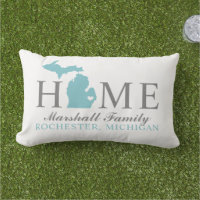 Michigan Home Aqua Grå Familj Monogram