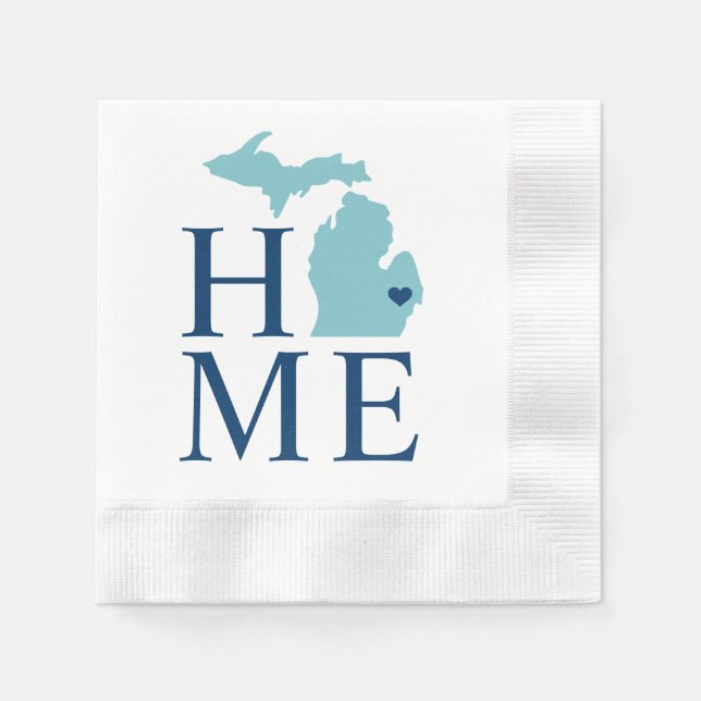 Michigan Home Aqua Navy Blue Anpassningsbar City H Pappersservett (Framsidan)