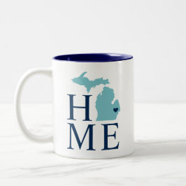 Michigan Home Aqua Navy Blue Anpassningsbar City H Två-Tonad Mugg