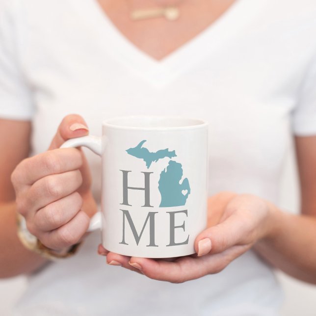 Michigan Home Blue Grått Anpassningsbar City Heart Kaffemugg (Skapare uppladdad)