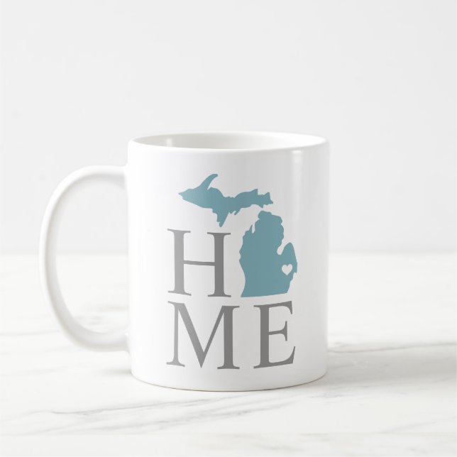 Michigan Home Blue Grått Anpassningsbar City Heart Kaffemugg (Vänster)