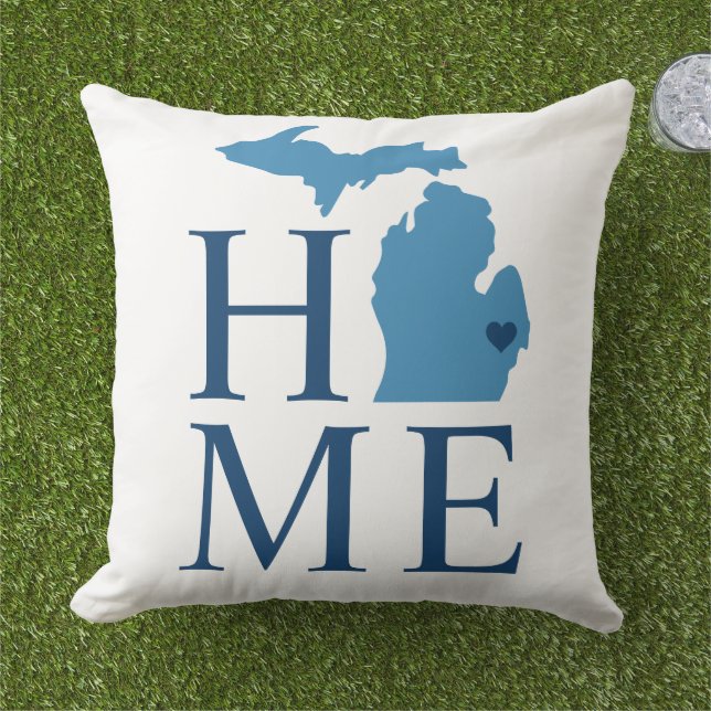 Michigan Home Blue och Navy Anpassningsbar City He Kudde (Gräs)