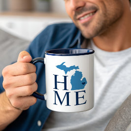 Michigan Home Blue och Navy Anpassningsbar City He Mugg